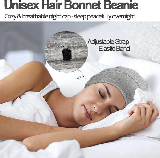 Sleep Cap Bonnet for Sleeping Black Women, Adjustable Cooling Ice Silk Lined - Image 5