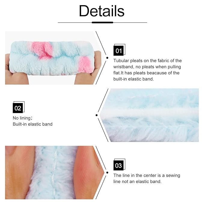 WHAVEL 6PCS Spa Headband and Wristbands Set, Face Wash Headband Wrist Bands - Image 6