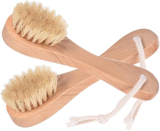 Natural Bristles Wooden Face Cleaning Brush Wood Handle Facial Cleanser Nose - Image 2