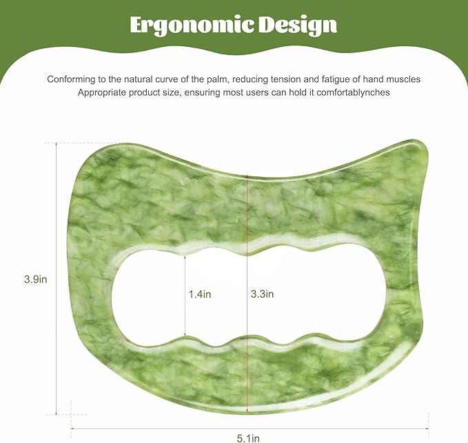 airogym Jade Stone Gua Sha Massage Tool Set, Gua Sha Muscle Scraper Tool - Image 4