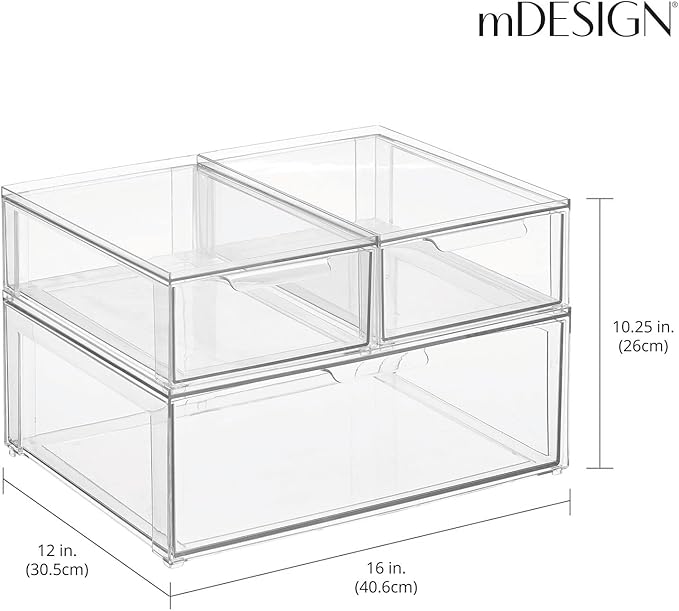 mDesign Plastic Stackable Bathroom Storage Organizer Bin Containers - Image 2