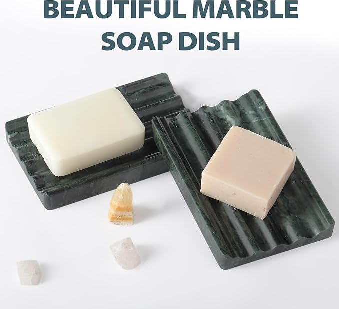 Karibiber 2 Pcs Soap Holder for Bathroom, Marble Soap Dish for Kitchen - Image 2