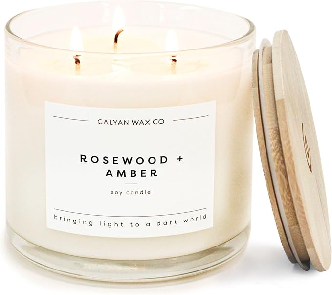 Calyan Wax Co. Rosewood & Amber 3 Wick Scented Candle by CalyanWaxCo