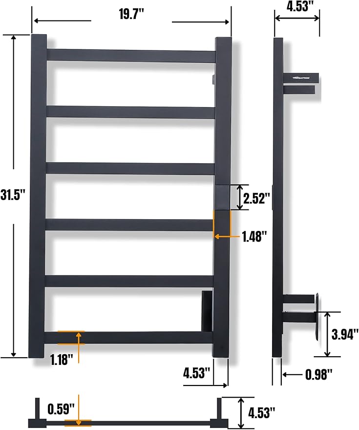 Topdattion Smart Wireless Electric Towel Warmer | Blade Thin 6 Bar Design | - Image 3