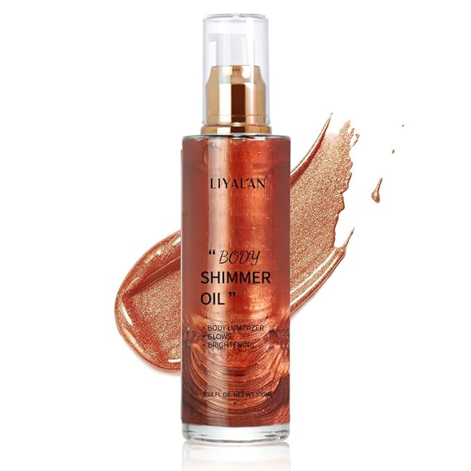 Liyalan Shimmer Body Oil Golden Brown 5 Color Bronze Face Glow Pearl by LIYALAN