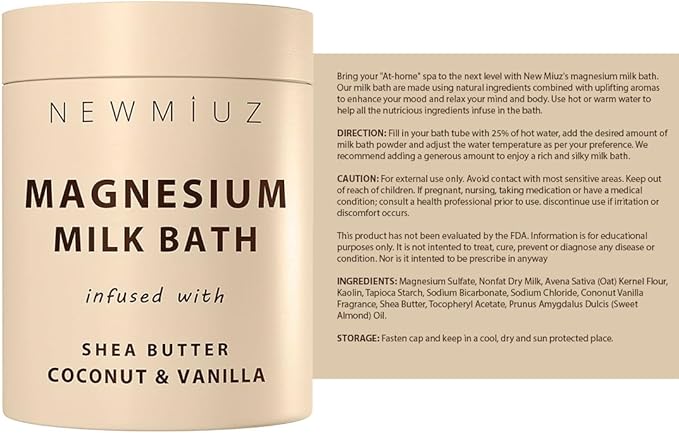 Creamy Magnesium Milk Bath Soak Powder Moisturize Soften Skin Coconut Vanilla - Image 8