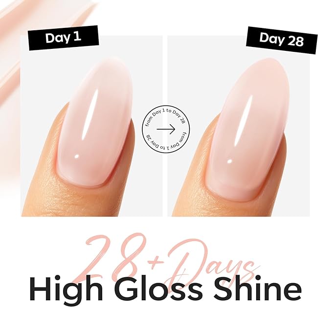 modelones Nude Builder Nail Gel Top Coat, 15 ML No Wipe Ultra Gloss Jelly Gel - Image 6