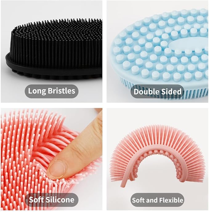 3 Pack Silicone Body Scrubber, Silicone Loofah Soft Exfoliating Body Scrubber - Image 2