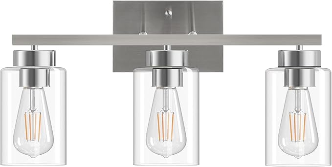 PARTPHONER 3-Light Bathroom Light Fixtures, Brushed Nickel Vanity Light by PARTPHONER