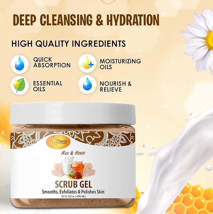 SPA REDI – Exfoliating Scrub Pumice Gel, Milk and Honey, 16 Oz - Image 5