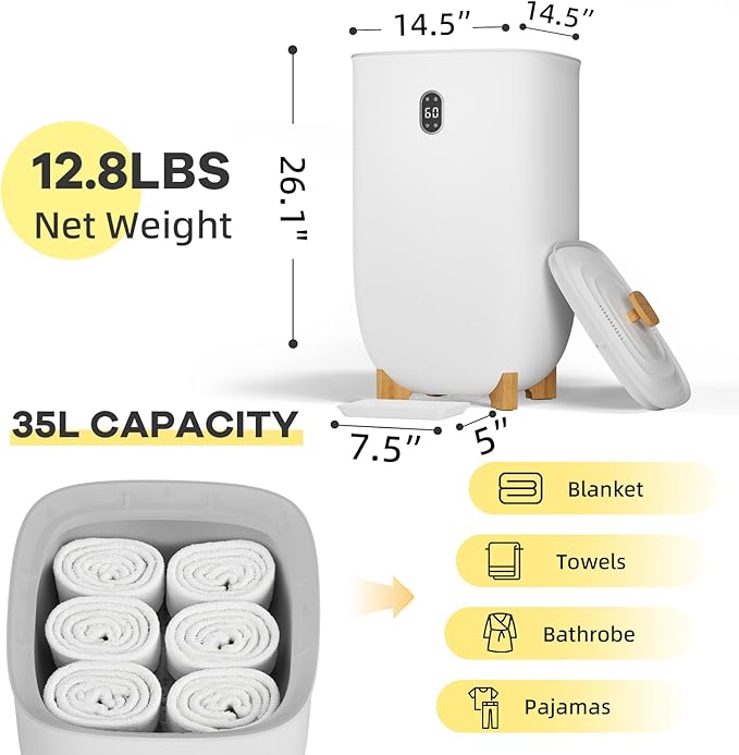 Towel Warmers for Bathrooms, 35 Liter Portable Electric Towel Heater - Image 2
