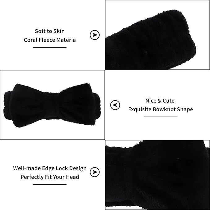 Casoty 10 Pcs Black Face Wash Headbands, Spa Gifts - Image 5