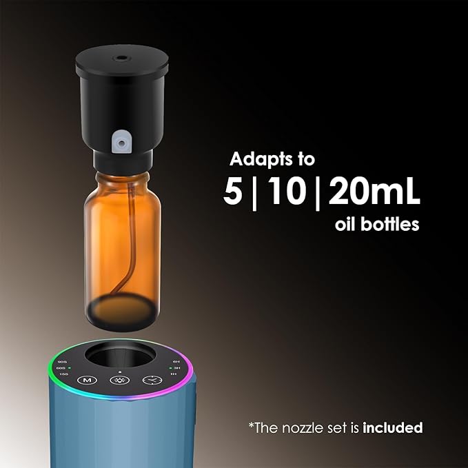 Waterless Essential Oil Diffuser, 7 Colors LED Light, Battery Powered Mini - Image 2