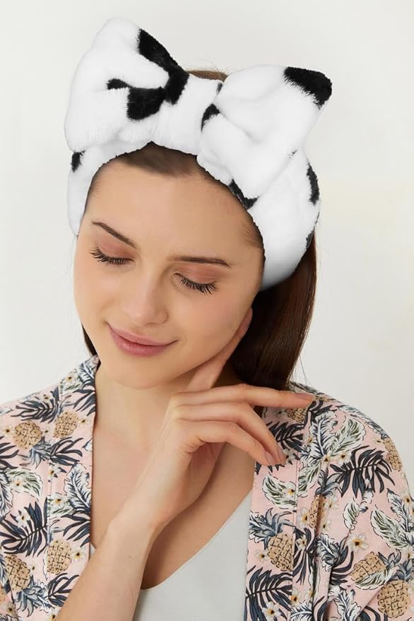 Huachi Spa Headbands for Women Washing Face, Cow Print, Soft Microfiber Hair - Image 6