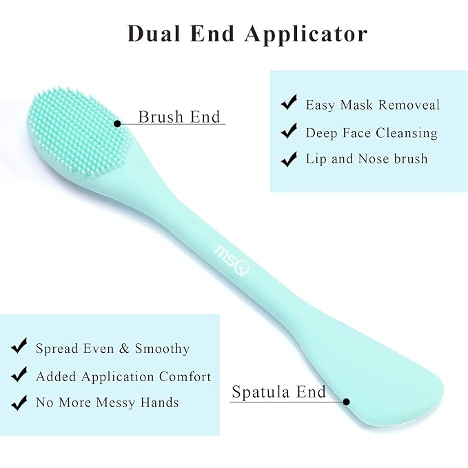 MSQ Silicone Face Mask Brush, Soft Facial Cleansing Scrubber, 2 Pack Double-End - Image 3