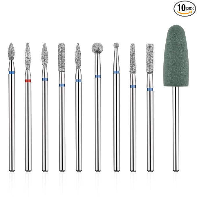 10 PCS Nail Drill Bits Set, Russian Manicure Drill Bits, Cuticle Remover Nail by salbsever
