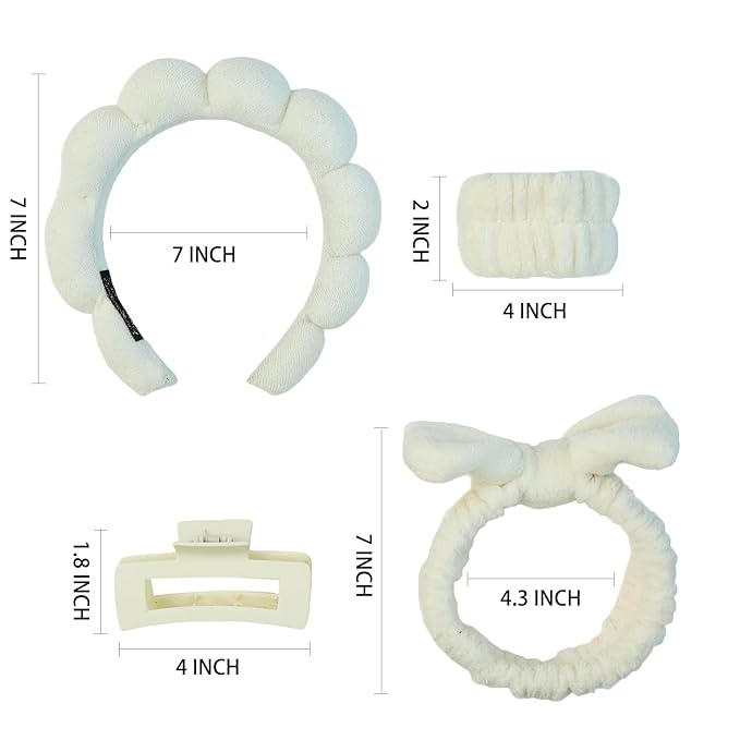 7 Pcs Spa Set, Facial Headband and Wristband Set, Skincare Accessories - Image 6