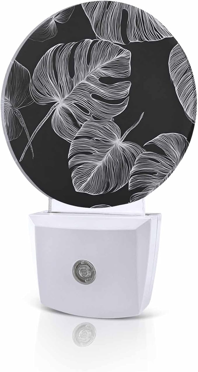 Night Lights Auto Sensor Black Palm Leaves Night Light Summer Tropical Branches by Home+L6