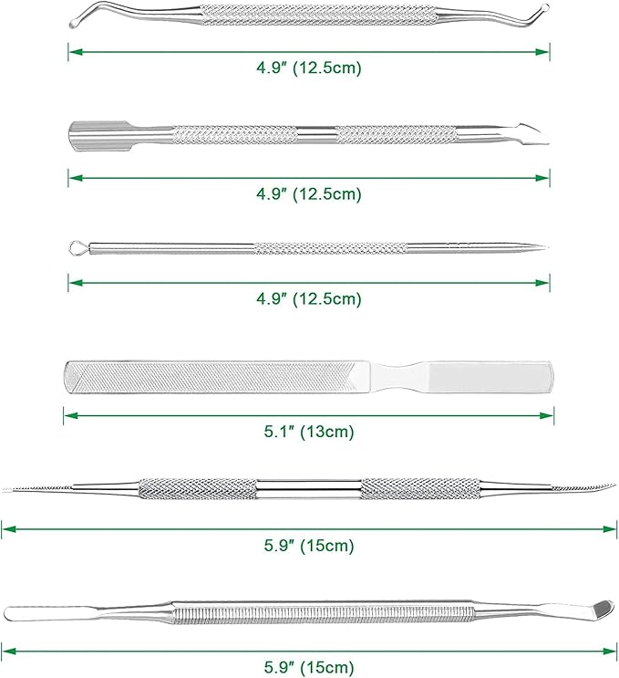 6-Pack Ingrown Toenail File and Lifters, Professional Surgical Stainless Steel - Image 2