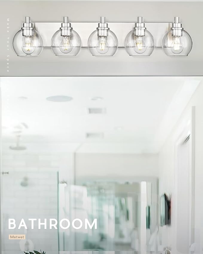 Bathroom Light Fixtures, 5 Light Brushed Nickel Vanity Light, 32 Inch Modern - Image 6