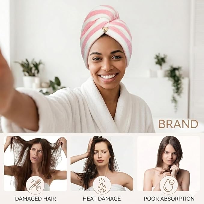 3 Pack Microfiber Hair Towel Wrap - Image 8