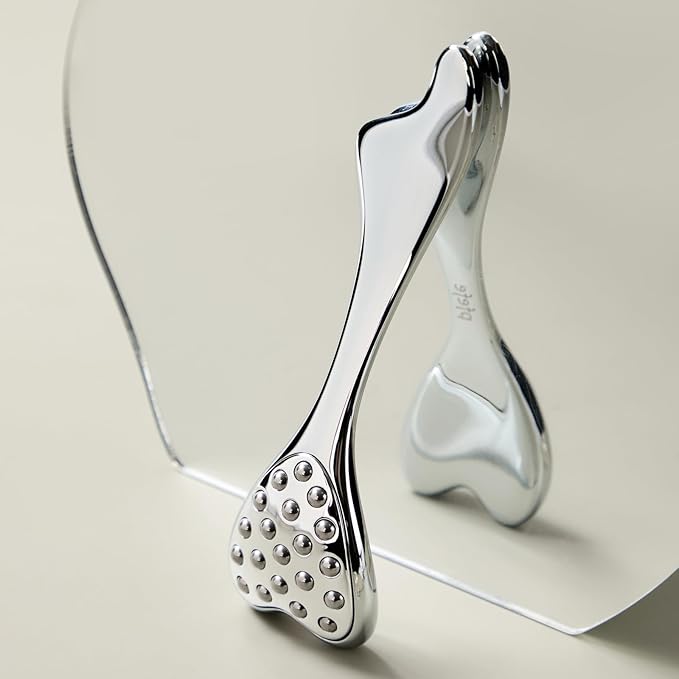 pfefe Stainless Steel Gua Sha & Face Roller, 3-in-1 Dolphin Facial Roller - Image 9