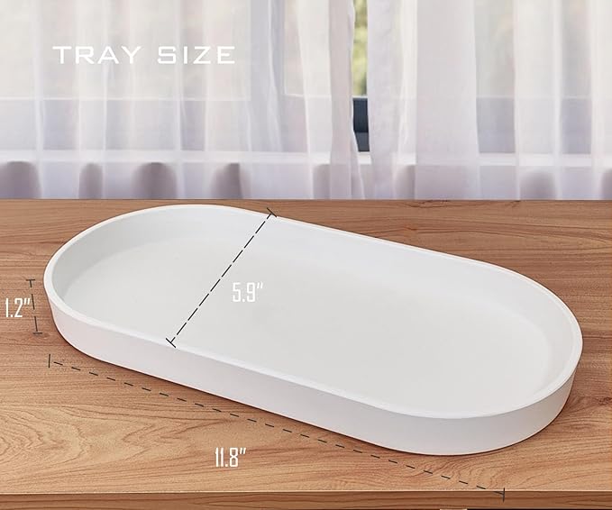 White Small Tray, Oval Tray for Kitchen Counter, Bathtub Bathroom Vanity Items - Image 6