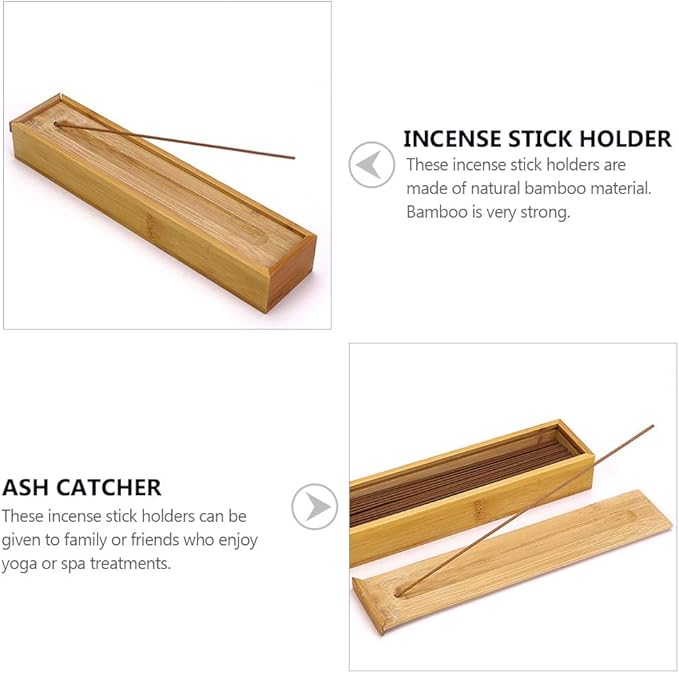 HEALLILY Bamboo Incense Stick Holder and Storage Box - Image 2
