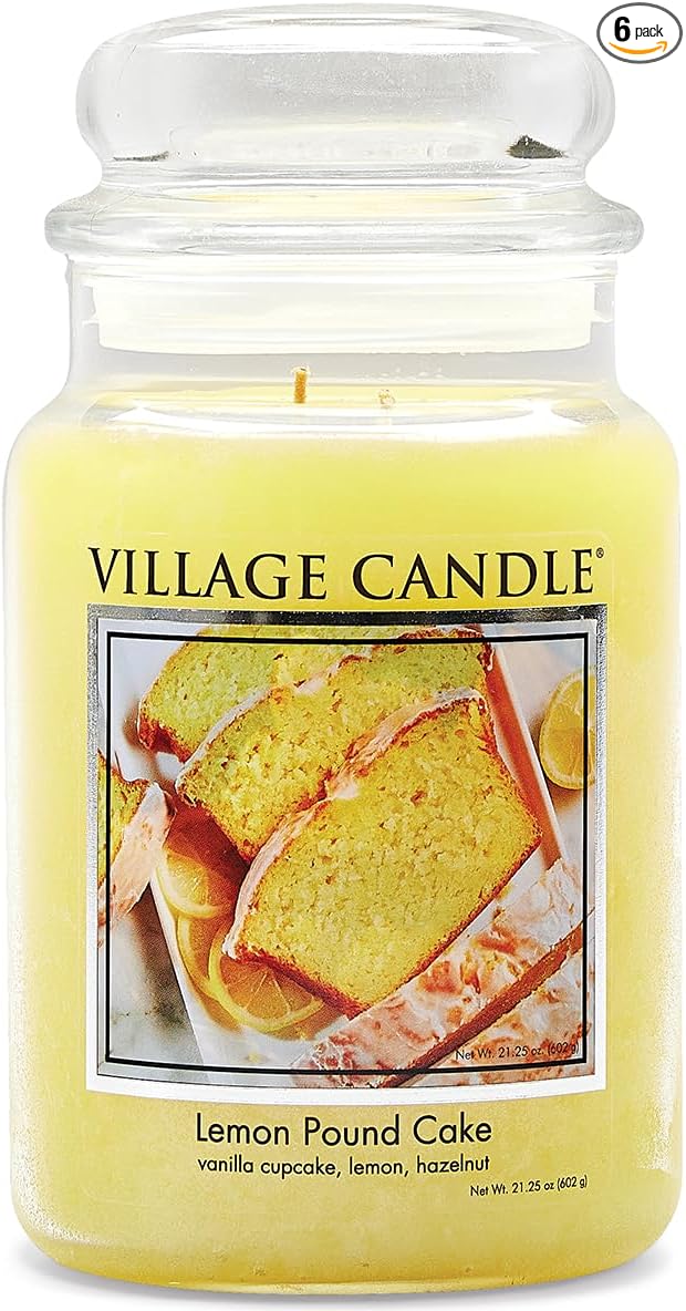 Village Candle Lemon Pound Cake Large Glass Apothecary Jar, Scented Candle by VillageCandle