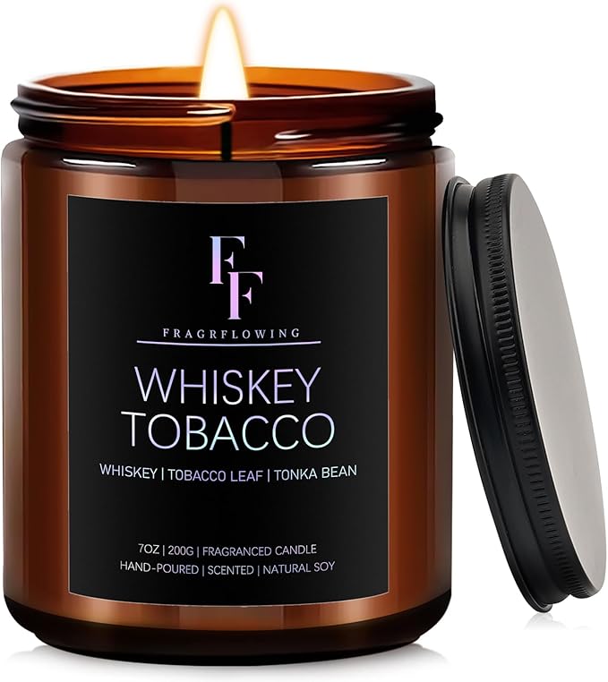 Whiskey Tobacco Scented Candle for Home Soy Wax Candle, Aromatherapy Candle Gift by FFFRAGRFLOWING