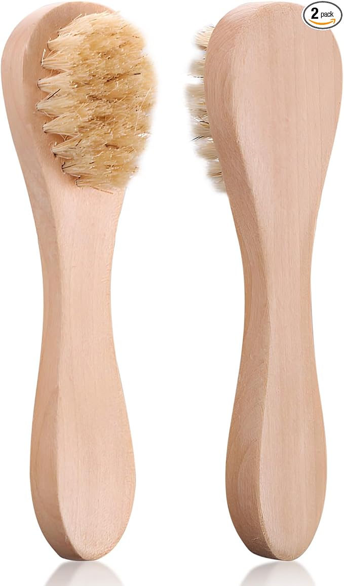 2 Pack Mini Dry Brush, Natural Bristle Small Body Brush, Exfoliating Facial by KootinnUSOnline