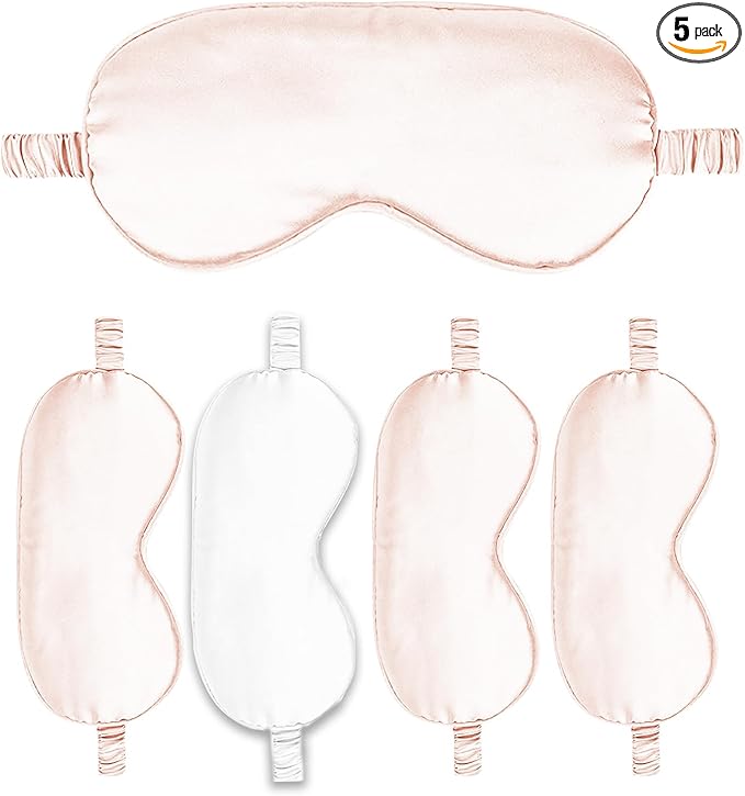 Sleep Masks 5PACK Silk Eyes Cover Satin Eye Mask Silky Blackout Soft Blindfold by WJingYiJia