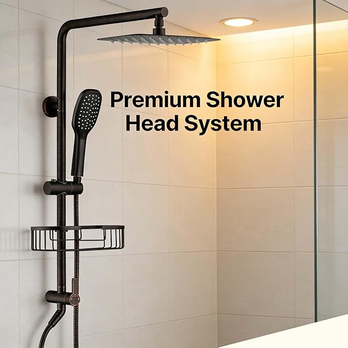 SonTiy Retrofit Rain Shower System Wall Mount, Oil Rubbed Bronze 12 Inch Rain - Image 8