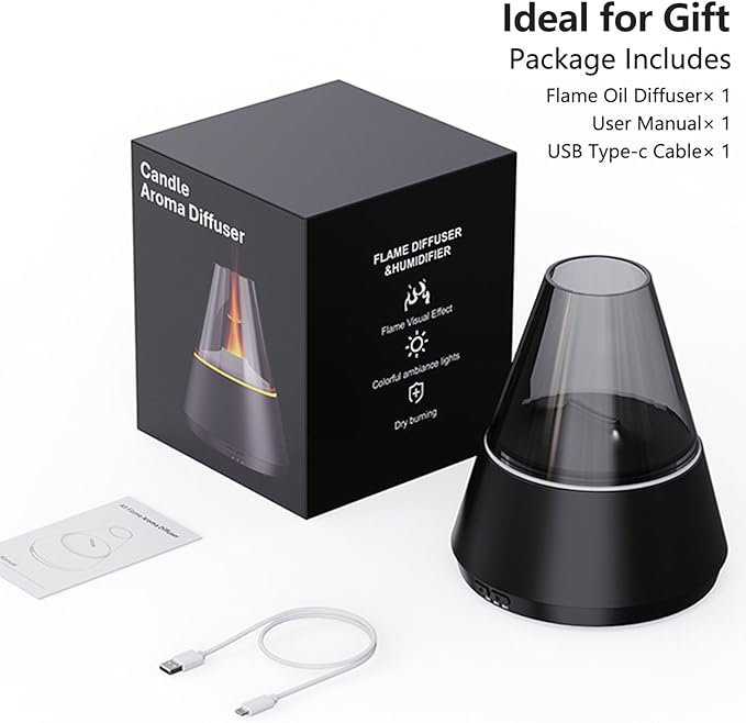 Flame Essential Oil Diffuser, Upgrade 7 Colour Lights Aromatherapy Diffuser - Image 7