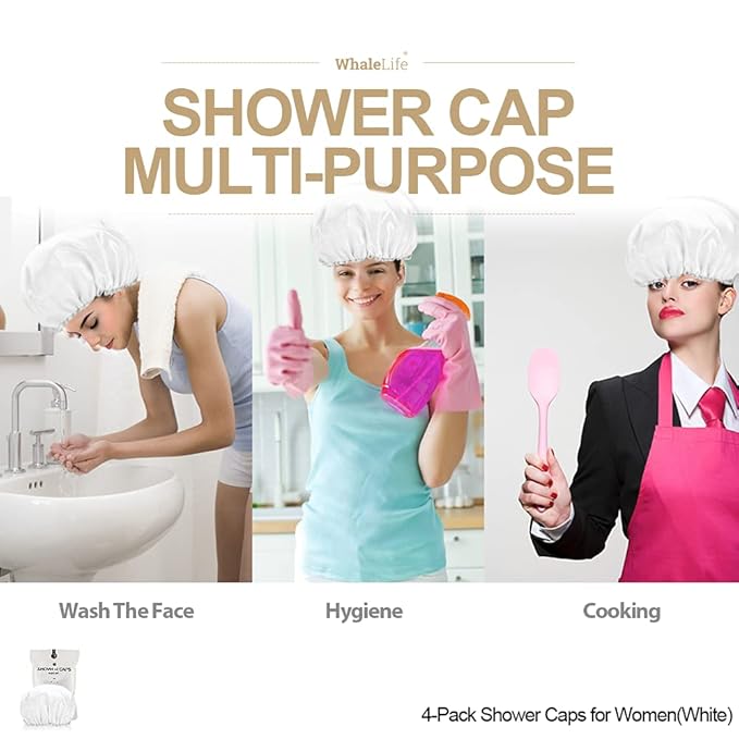 Shower Cap for Women Reusable Extra Large Shower Cap for Men Satin Double Layer - Image 6