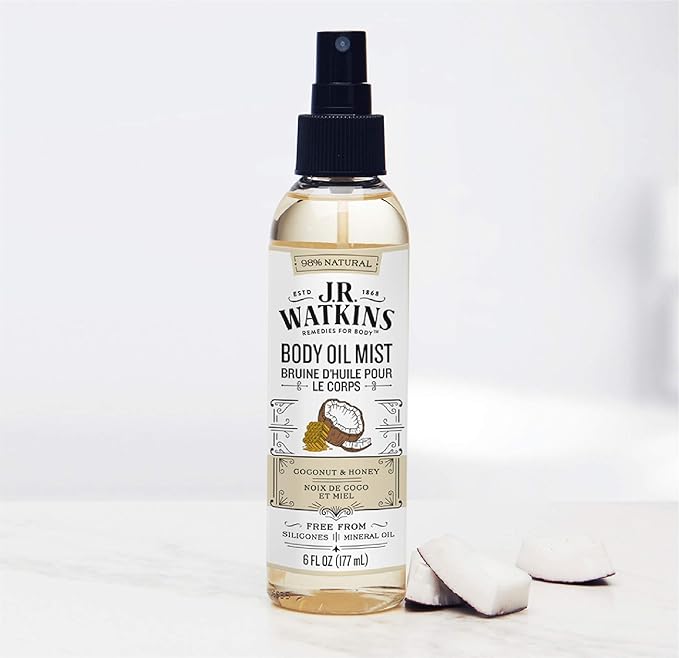 JR Watkins Natural Hydrating Body Oil Mist, Coconut Milk & Honey, Moisturizing - Image 3
