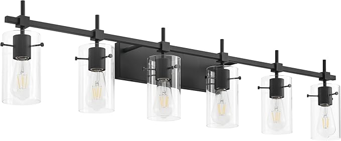 SOLFART Black Vanity Light fixtures 49.2 inch 6 Lights Wall Light Fixtures by SOLFART