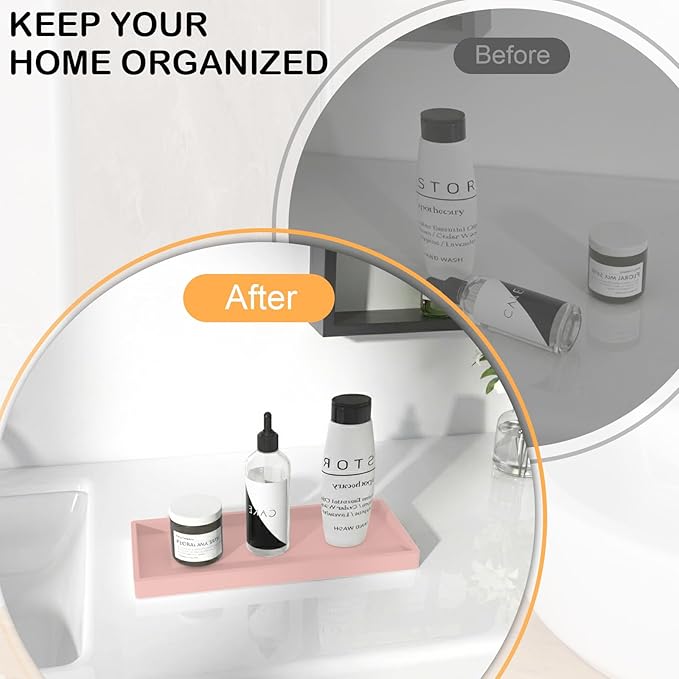 Bathroom Vanity Tray, 7.8 x 3.9 Inch Silicone Bathroom Tray Countertop - Image 4