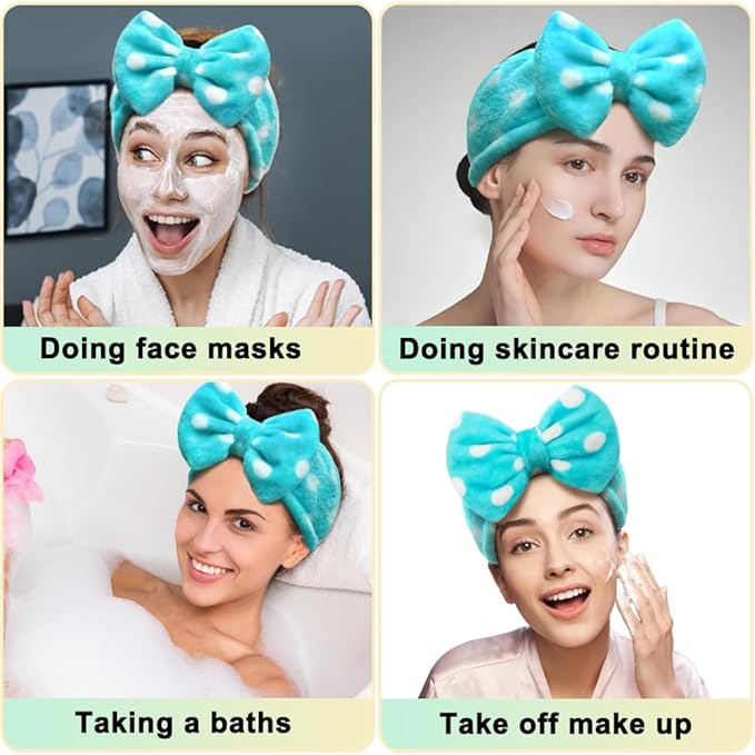 Shintop Sweet Super Soft Caroset Polka Dots Wash Cosmetic Headband Hairlace - Image 7