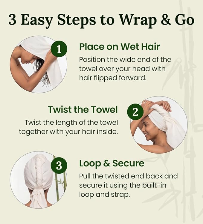 Hair Towel Wrap for Women, Bamboo Made for Advanced Absorption & Fast Drying - Image 5