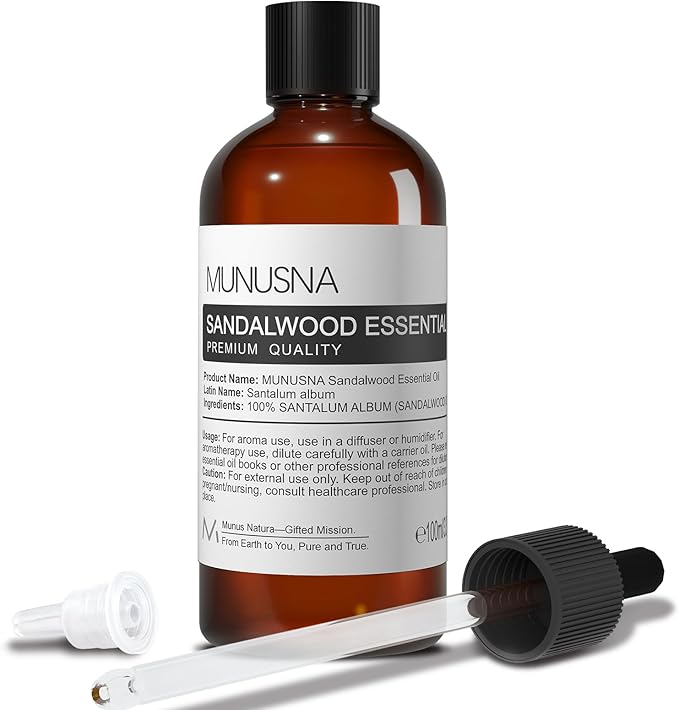 Sandalwood Essential Oil 100ML, 100% Pure Natural Sandalwood Oil Premium Grade by MUNUSNA