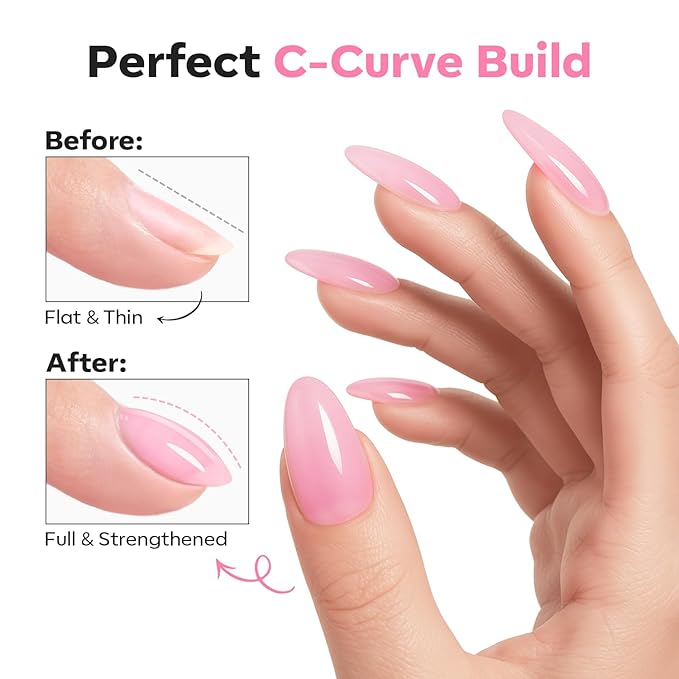 modelones Builder Nail Gel Top Coat, 15 ML No Wipe Ultra Gloss Jelly Pink Gel - Image 3