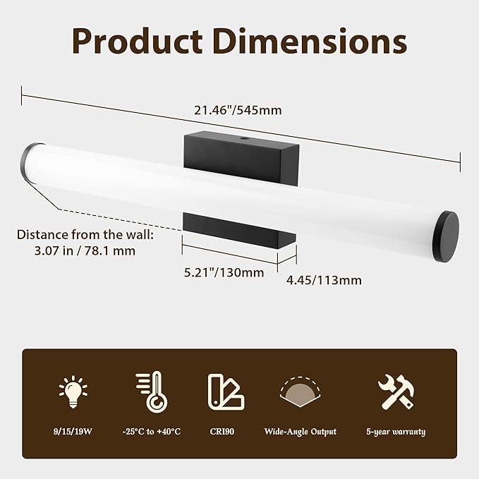 Bathroom Light Fixtures Over Mirror 22IN, 19W 5CCT Dimmable Modern Vanity Lights - Image 7