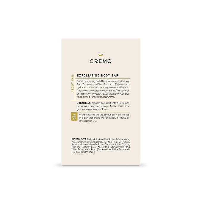 Cremo Exfoliating Body Bar for Men, Italian Bergamot Scent, Cleanses and - Image 7
