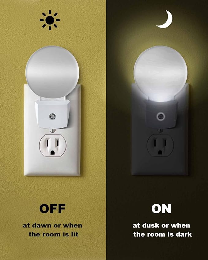 Night Lights Auto Sensor Grey Ombre Night Light Solid Color Round Lamp Plug-in - Image 6