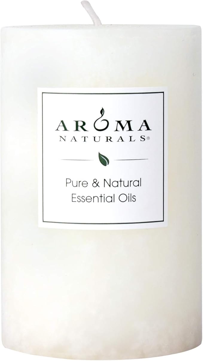 Aroma Naturals Holiday Essential Oil Vanilla & Peppermint Scented Pillar Candle by Aroma+Naturals