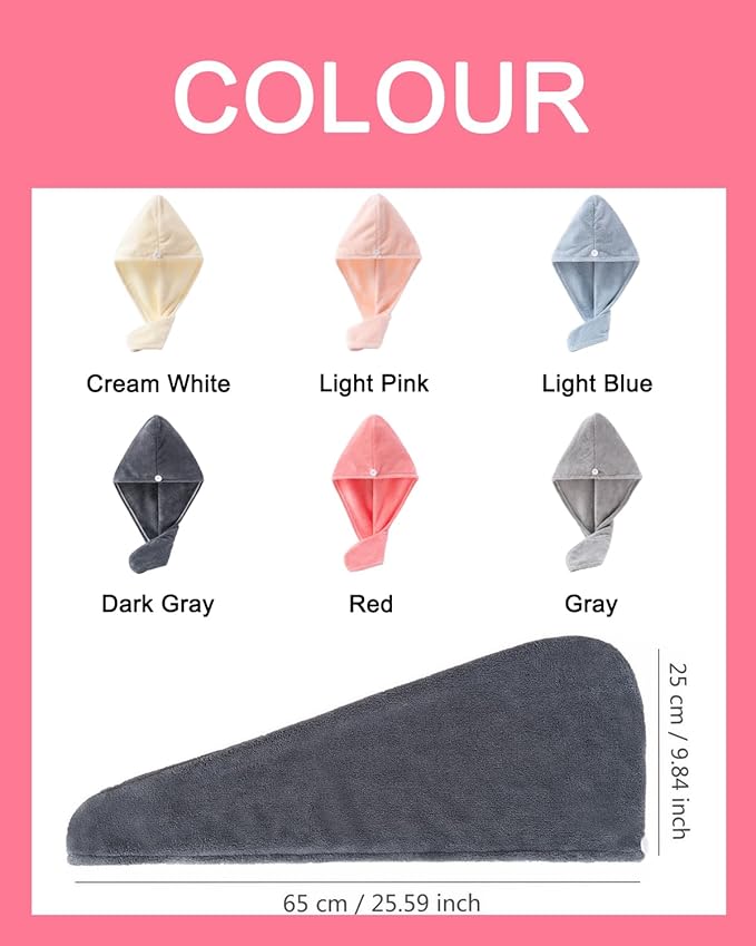 Lumimi Microfiber Hair Towel Wrap 4 Pack - Image 7