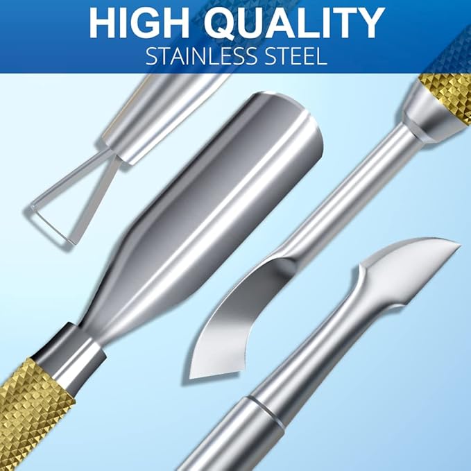2PCS Metal Champagne Gold Cuticle Pusher and Cutter Remover Salon Quality - Image 6
