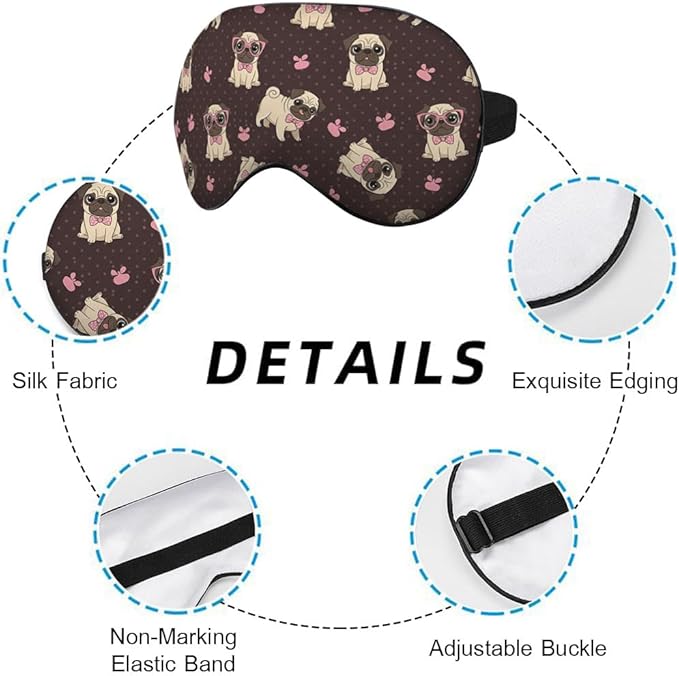 Cartoon Pug Sleep Mask Eye Mask Puppy Bow Tie Glasses Dog Animal Sleep Mask - Image 3