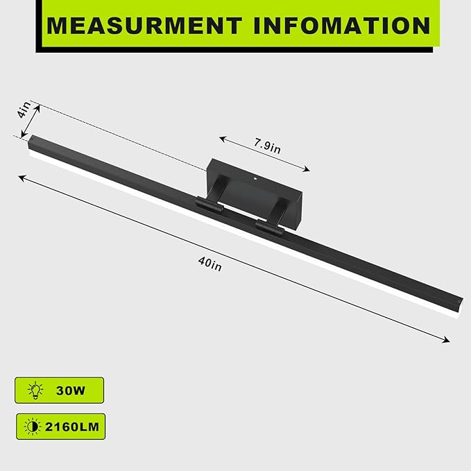 IZORRO Modern Bathroom Vanity Light 40 inch, 32W Dimmable Led Bathroom Light - Image 4